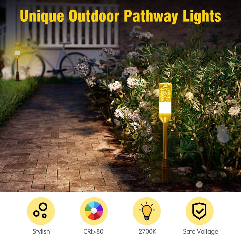 GreenClick LED Pathway Lights, 4.8W 12V AC/DC Low Voltage Path Lights, 570 Lumen 6 Pack Extendable Outdoor Landscape Lighting IP65 Waterproof Garden Lights for Yard Walkway Driveway, 2700K - Image 3